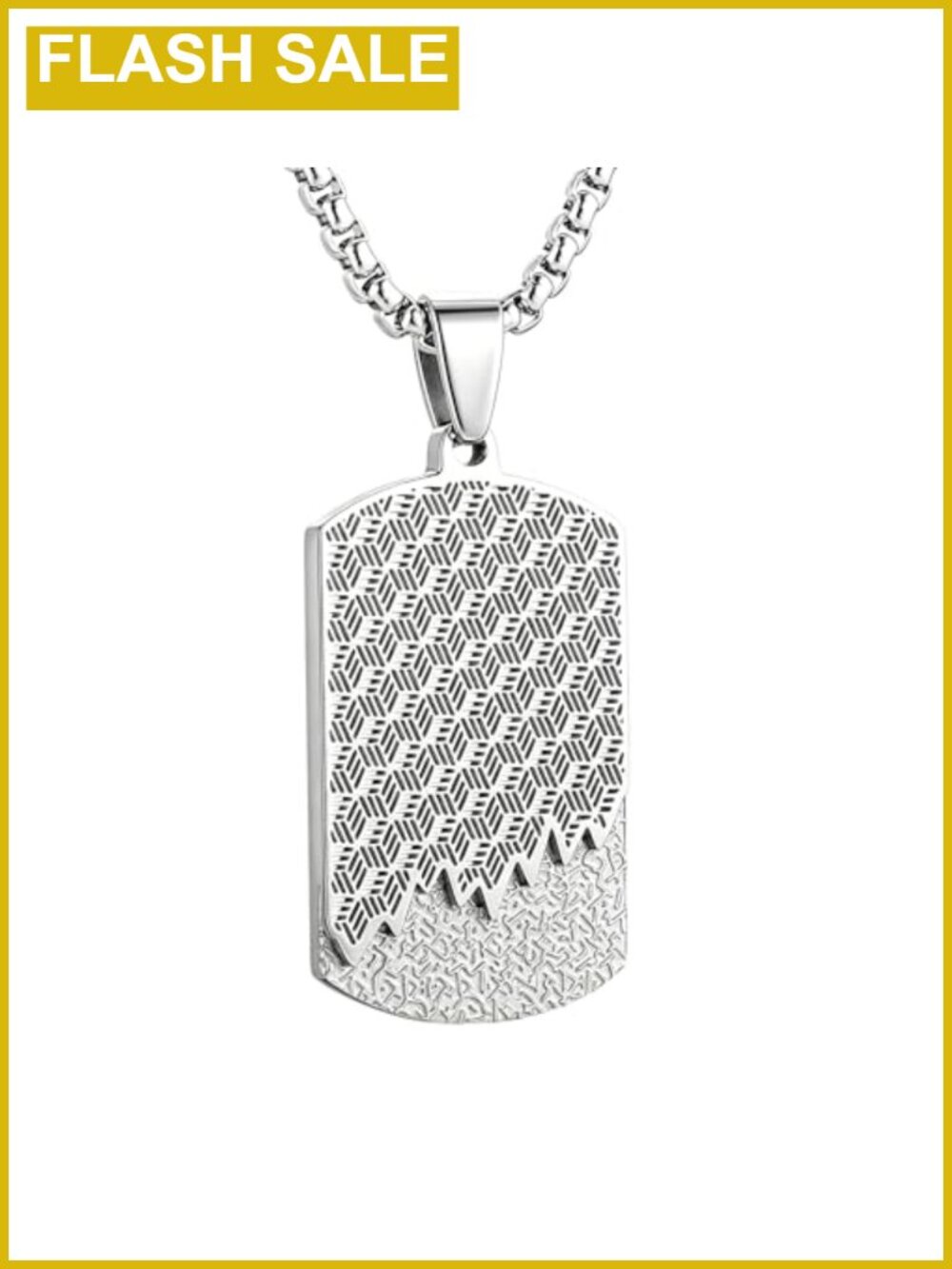 Stainless Steel Dog Tag Necklace Geometric Dual Texture Box Chain 22 in Casual